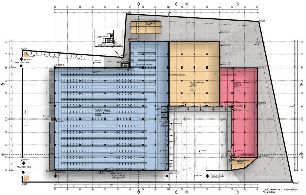 Teknik Özellikler 1. KAT Bu katta toplam 15.812 m 2 lik alanda 3 farklı ürün grubu için depolama yapılabilecektir, Euro Palet olarak da 15.000 adet paletli yük depolanabilecektir.