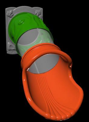 dahil 4 parçalı olarak minimum 55 kğ gelecek şekilde üretilmiştir Kaydırağın iç çap ölçüsü Ø750 mm eğimi ise 25-30