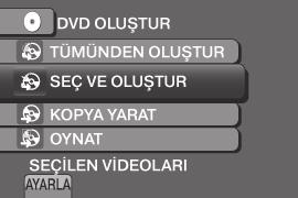 Dosyaları Kopyalama (Devam) Yedeklemek İçin Dosya Seçme Hazırlık: Video kaydediciyi DVD yazıcıya bağlayın.! modunu seçin. 1 [SEÇ VE OLUŞTUR]'u seçin. 2 İstediğiniz menüyü seçin.