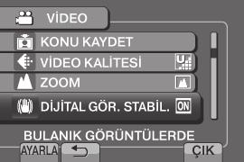 DİĞER BİLGİLER Menü Ayarlarını Değiştirme 1 MENU düğmesine dokunun. 2 İstediğiniz menüyü seçin. Önceki ekrana dönmek için @ işaretini seçin. Ekrandan çıkmak için [ÇIK]'ı seçin.