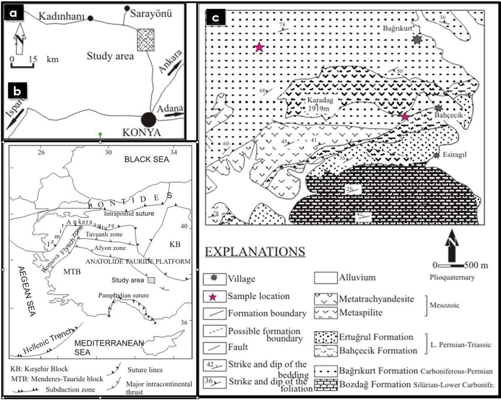 Mineralogical and Petrographical Characteristics Of The Rock Fragments In Phyllites Of Bagrikurt (Konya) Formation 59 Figure 1.