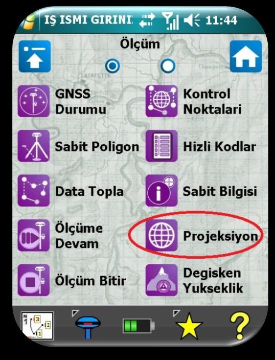 Survey Pro- Dönüşüm Dönüşüm için Ana Menü'de bulunan "ÖLÇÜM"