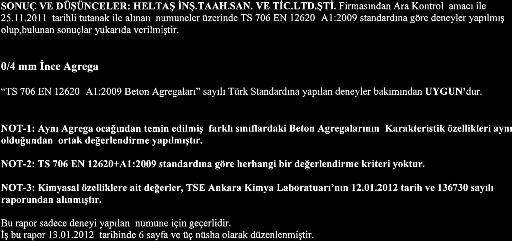 .': HEADSHIP OF TSE TEST LABORATORIES CENTRE ANKARA BUILDING MATERIALS LABORATORY MUAYENE - DENEY SONUCLARI TEST RESULTS Sotuq ve DU$UNCELER: HELTA$ ing.r.l,.lh.san. ve Tic.LTD.$Ti.