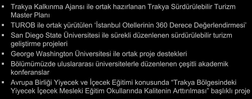 projeleri George Washington Üniversitesi ile ortak proje destekleri Bölümümüzde uluslararası üniversitelerle düzenlenen çeşitli akademik