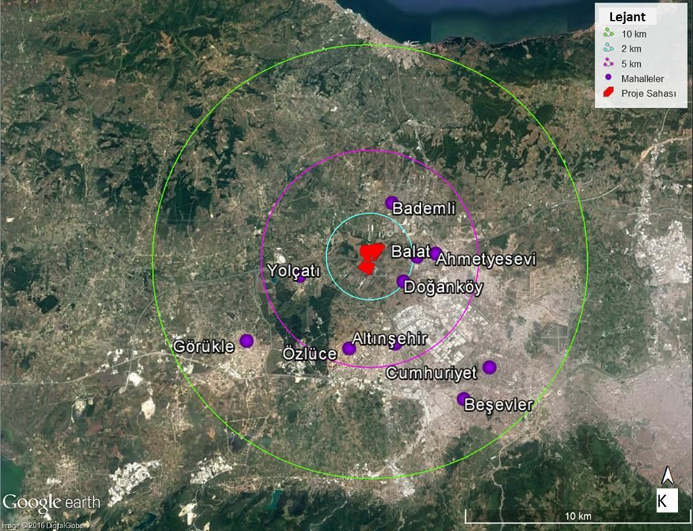 Şekil 13-2: Sosyal araştırma için seçilen mahalleler Tablo 13-1: Seçilen mahallelerin Proje sahasına uzaklığı Proje sahasına uzaklık Mahalle adı < 1 km Doğanköy Bademli 1-2 km Balat Yolçatı