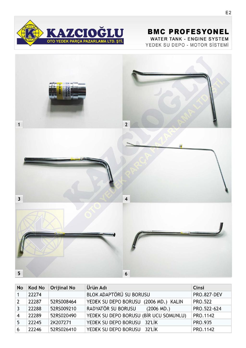 E WATER TANK- ENGINE SYSTEM YEDEK SU DEPO- MOTOR SiSTEMi - - T 6 7 87 RS0086 88 RS0090 89 RS0090 K077 6 6 RS060 Ürün Adı BLOK ADAPTÖRÜ SU BORUSU PR0.