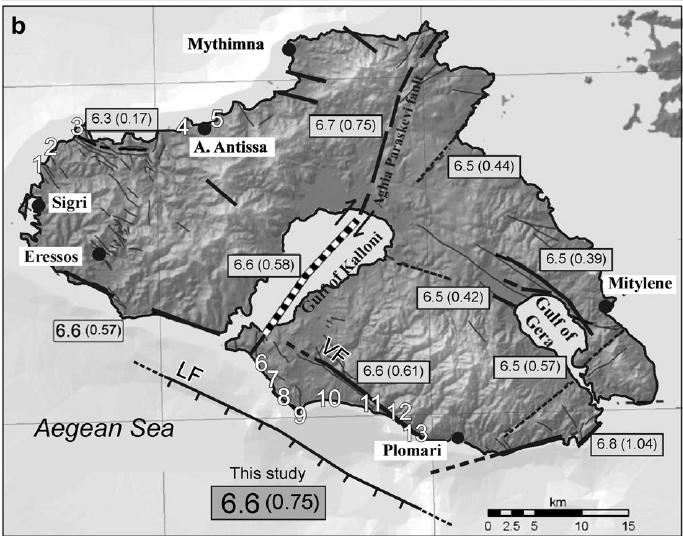 Şekil 4: 12.06.2017-15h28 (Mw6.2) İzmir-Karaburun (Ege Denizi açıkları) depremine kaynaklık ettiği düşünülen, en az ~30 km uzunluğundaki Midilli fayının konumu. LF: Midilli Fayı (Vacchi ve diğ.