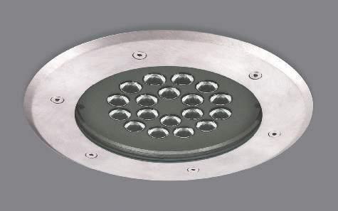 Flora In-ground Luminaires / Yere Gömme Serisi IP 6 25 55 Ø280mm Ø280mm 175mm Ø250mm -- Outdoor on floor luminaire with high protection class.