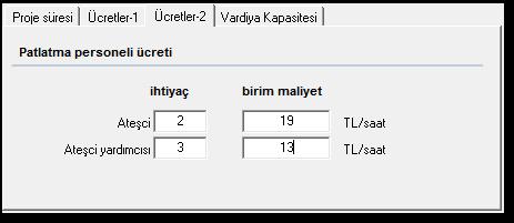 Vardiya kapasitesi Formun dördüncü sekmesidir.