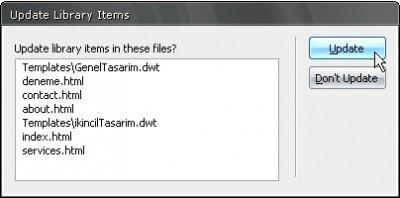 Bu kütüphane dosyasını kullanan doküman ve şablon dosyaları güncelleniyor Burada da gördüğünüz gibi kütüphane dosyalarından etkilenen sadece dokümanlar değil ".