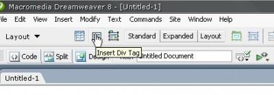 Bunun için "Insert" paneldeki "Layout" sekmesi altında yer alan "Insert Div Tag" düğmesini ya da Insert / Layout Objects /