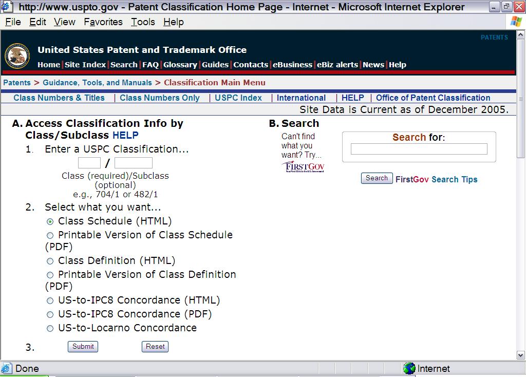 Beginning the Search Step #1 in the Seven Step Strategy Use U.S. Patent Classification Index 30.