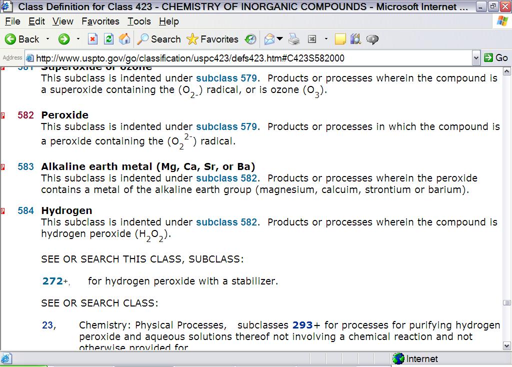 Step #3 Finding the Definition for 423/584 Use the red P hyperlink See all patents for a