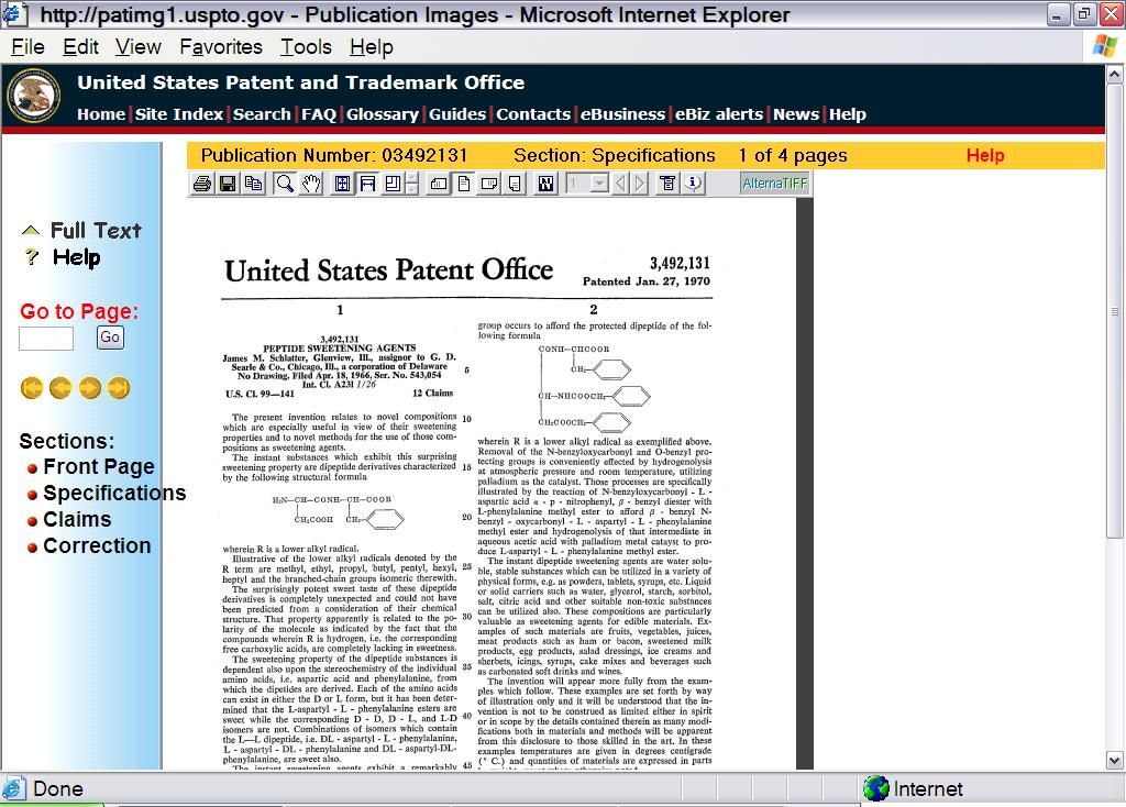 Use these buttons to select pages of patent Viewing an earlier patent document style