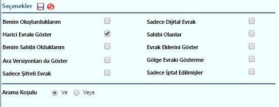 Şekil 5 Kriterler Seçenekler :Seçenekler fonksiyonu ile sistemin içerisinde yer alan hazır kalıpları kullanarak ve/veya mantığında rapor alabilirsiniz.