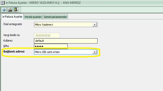 Bağlantı adresi: Mikro GİB canlı ortam olmalıdır.