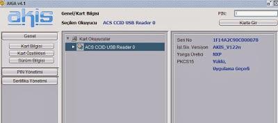 2- AKIS kart kontrolü KamuSM den kart sürücüleri indirilip