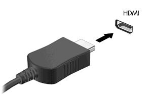 HDMI aygıtı bağlama Bilgisayarda bir HDMI (Yüksek Tanımlı Çoklu Ortam Arabirimi) bağlantı noktası vardır.