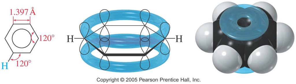 Rezonans Yapısı alkadaki herbir sp 2 melezleşmiş C atomu bir adet halka düzlemine dik ve diğer benzer orbitallerle örtüşen melezlenmemiş p orbitaline sahiptir.
