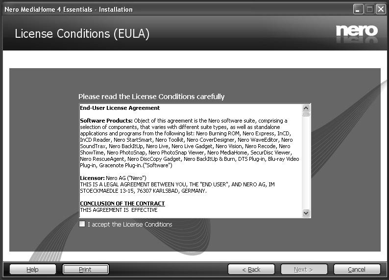 Appendix E: Nero MediaHome Installation This software is compatible with Windows XP and Windows 7.