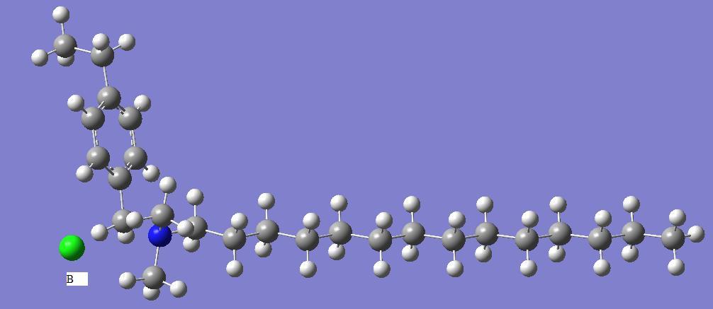 gaz ortamlarında modellenmiştir. İlk olarak, Şekil 4.17 de gösterildiği gibi klor atomunun 4 farklı pozisyona yerleştirildiği surfaktan yapısı incelenmiştir.