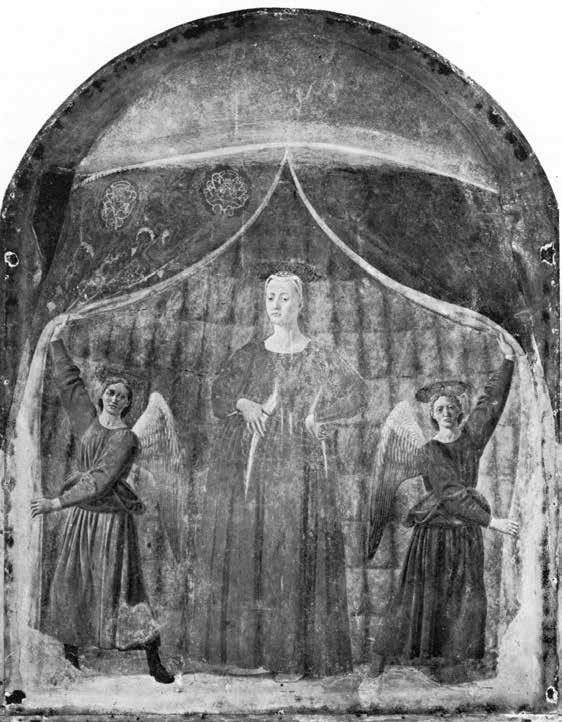 Resim 46. PIERO DELLA FRANCESCA, Hamile Madonna, ykl. 1460, fresk. Monterchi, Cimitero.