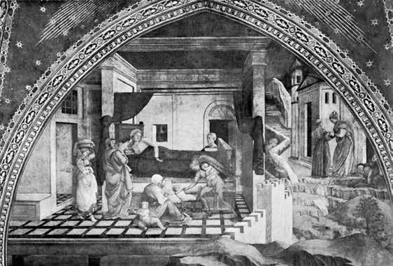 Resim 71. FILIPPO LIPPI, Aziz Stefanos un Doğumu, fresk. Prato, Katedral. ne, figürlerin formunu ve duruşlarını ya da nesnelerin özünü [essentia] gizleyecek kadar çok ornamenti koymayın.