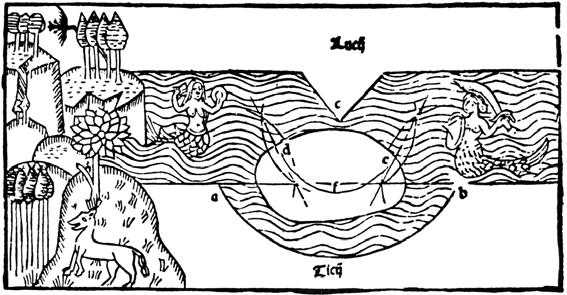 Resim 15. Bartolo da Sassoferrato, Tractatus de fluminibus, seu tyberiadis (Nehirler Üzerine, ya da Tiber Nehri), ağaç baskı (Roma: 1483) s. 18, r. lüp kişinin resim algısını etkiler.