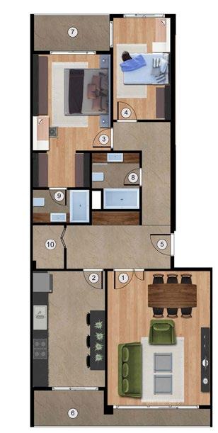 : 19,25m 2 Yatak Odası : 10,90m 2 Yatak Odası : 11,10m 2 Oturma Odası : 16,90m 2 Antre-Hol :