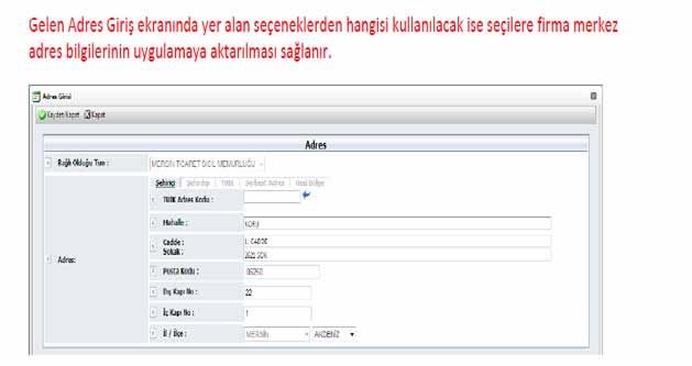 Kuruluş başvuru ekranında yer alan Merkez Adres sekmesine tıklandığında gelen ekranda Adres Bilgileri nin sağında yer alan Gir/Düzelt linkine tıklanılır.