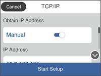 Bağlantı 4. TCP/IP öğesine dokunun. 5. Manuel için IP Adresi Alın seçimini yapın.