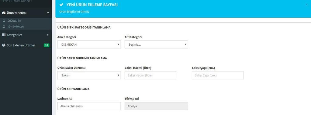 Ürün yönetimi sayfasında "Ürün Ekle" butonuna tıkladığınızda ürün ekleme sayfasına yönlendirilirsiniz.