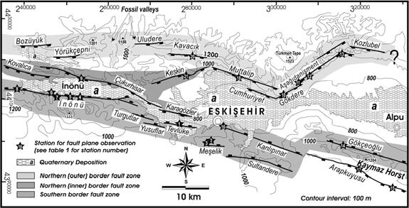 Şekil 1. Eskisehir ve yakın çevresinde bulunan fayları gösterir haritası (The active fault map around the city of eskisehir) Şekil 2.