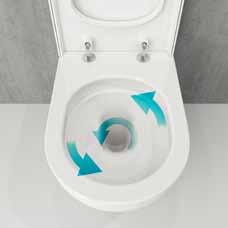 With the Jet Flush technology the rim as in the conventional toilets where the water drops down into the closet is eliminated, thus the surfaces and the holes where bacterium and germs can grow does