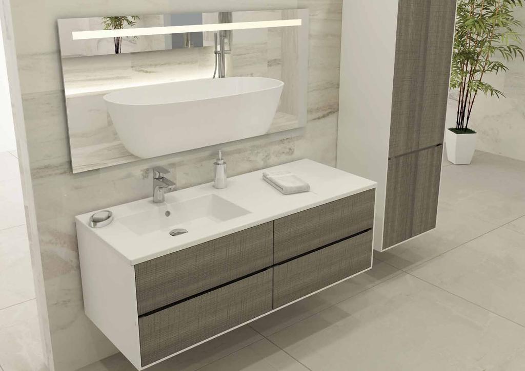 1365 - Milano 120 cm soldan etajerli lavabo Seramik: Parlak Beyaz 001 1365 - Milano 120 cm washbasin with shelves on