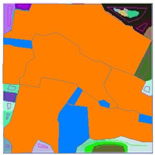 Parsel obje türünün kapladığı Voronoi bölgelerinin alanı 12429.43 m 2 olarak elde edilmiştir (şekil 3.88). Şekil 3.88 : 1:50 000 ölçekli haritanın Voronoi bölgelerinin sayısallaştırılması.