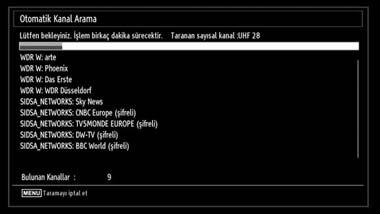 Lütfen uzaktan kumanda üzerinde OK tuuna basınız, aaıdaki mesaj ekranda görünecektir: Kurulum Uzaktan kumanda üzerindeki MENU tuuna basınız ve veya tuunu kullanarak Kurulum simgesini seçiniz.