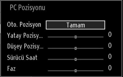 Sistemi ndeki TV görüntü menüsünde tanımlı ayarlar ile aynıdır. Ses,Özellikler ve Kaynak ayarları ana menü siteminde açıklanan ayarlarla aynıdır.