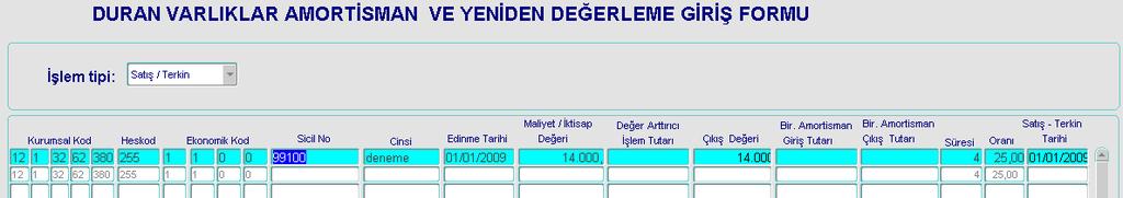 Buraya kayıtlardan çıkarılacak taşınırın sicil nosu girilir. Enter tuşuna basılır. - Taşınırla ilgili bilgiler ilgili alanlara otomatik gelir ve imleç doğrudan çıkış değeri alanına geçer.