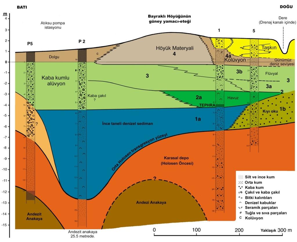 Batı ve Güneybatı Anadolu nun Paleocoğrafya ve Jeoarkeolojisinde Santorini (Thera) Küllerinin Önemi 27 1. Denizel transgresyon (Orta Holosen: 7000-6000 yıl kadar önce) a.