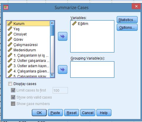 *SPSS te Medyanı hesaplayabilmek için Reports ya da Descriptive statistics menülerini