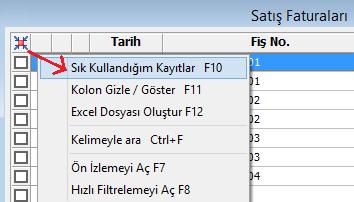 Sık Kullanılan Kayıtlar Belirli özellikler taşıyan ve sık yapılan işlemler için örnek kayıt oluşturmak ve işlemlerde bunların kullanılmasını sağlamak mümkündür.