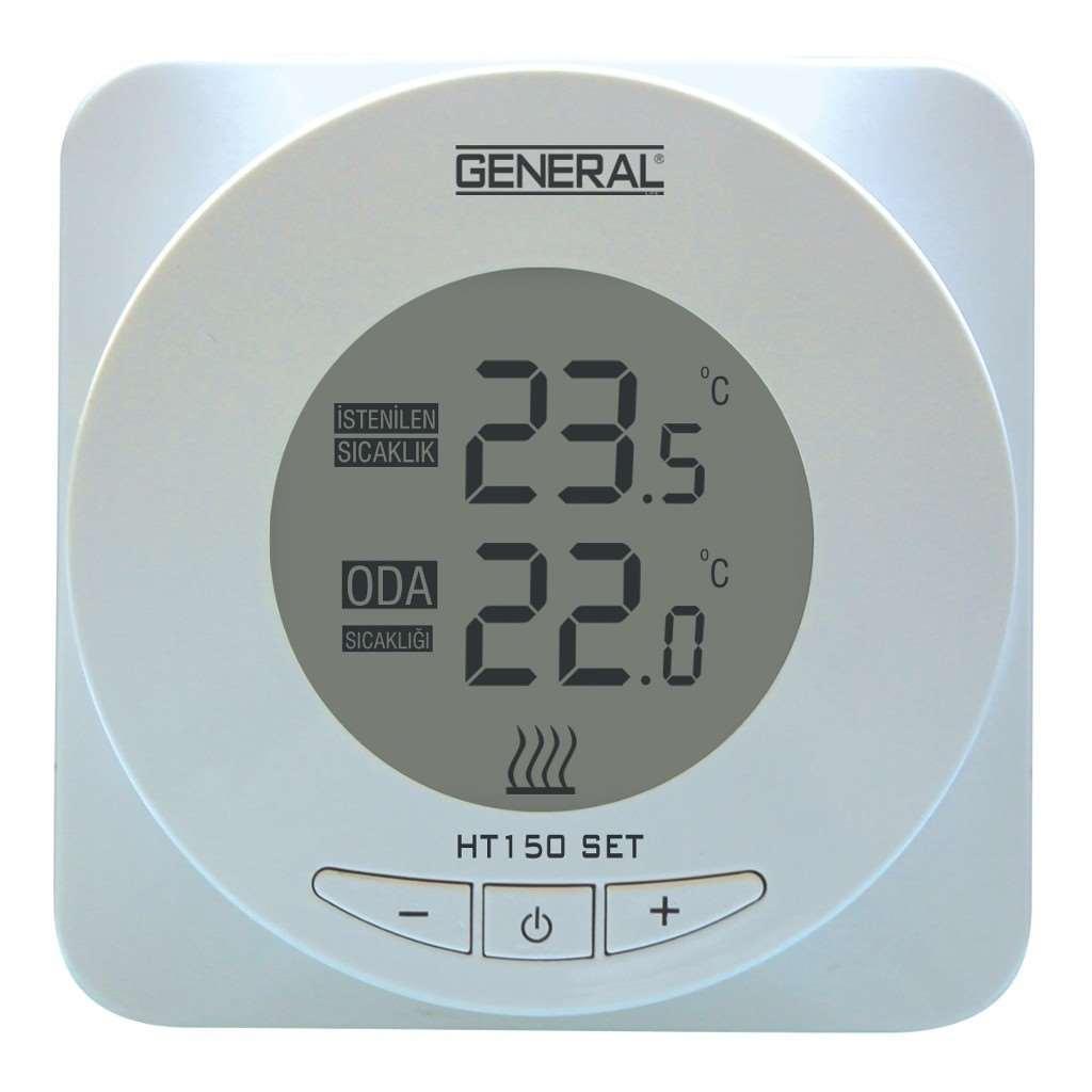 GENERAL HT 150 SET DİJİTAL KABLOSUZ ODA TERMOSTADI GARANTİ SÜRESİ 2 YIL Kullanıcı oda termostatını ihtiyacı olan sıcaklığa ayarlayıp daha konforlu ve