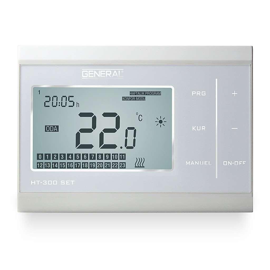 GENERAL HT 300 SET DİJİTAL KABLOSUZ ODA TERMOSTADI GARANTİ SÜRESİ 2 YIL Kullanıcı oda termostatını ihtiyacı olan sıcaklığa ayarlayıp daha konforlu ve ekonomik ısıma sağlar.