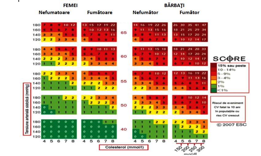 2. Intervenţii asupra riscurilor modificabile: persoanele cu Risc SCORE <5% vor fi reevaluate, după cum urmează : o pentru persoanele cu Risc SCORE <5% și mai mare 1% se formulează recomandări