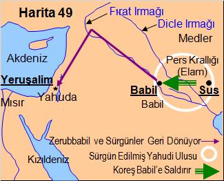 5 Med kralı Darius la Pers (Elam) kralı Koreş in Babil i birlikte yönettikleri dönemde Daniel bütün ülkenin başına atanır, ama aslanlara atılır.