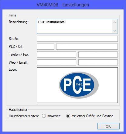 Aşağıda bulunan bilgileri bulabilirsiniz: - PCE-VM 40 a girilmiş olan kayıt adı - Kayıt süreci - Cihaz adı ve seri numarası - Detaylı ayarlar ile kullanılan standart - Kayıt ayarlamaları (tetik ve