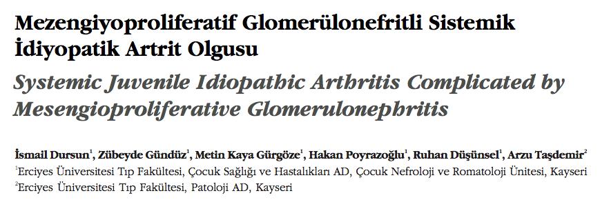 Juvenil İdiopatik Artrit de Tu rk Nefroloji Diyaliz ve Transplantasyon