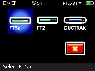 Transmiter Seçimi Falcon F5, Falcon F2 veya DucTrak transmiter seçeneklerinin yanı sıra mevcut transmiterinizde diğer bandı seçmek için bu seçeneği kullanın.