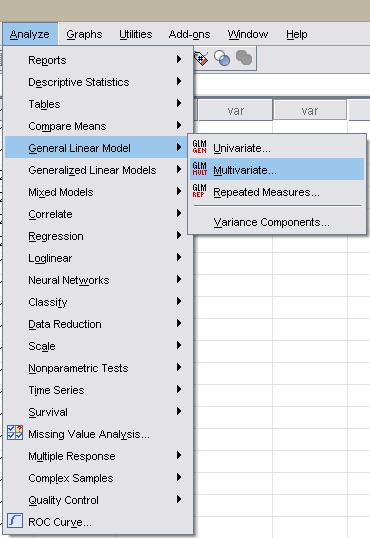 SPSS te MANOVA: Analiz SPSS te MANOVA yapabilmek içinverimizi açıp sonra da üstteki menülerden